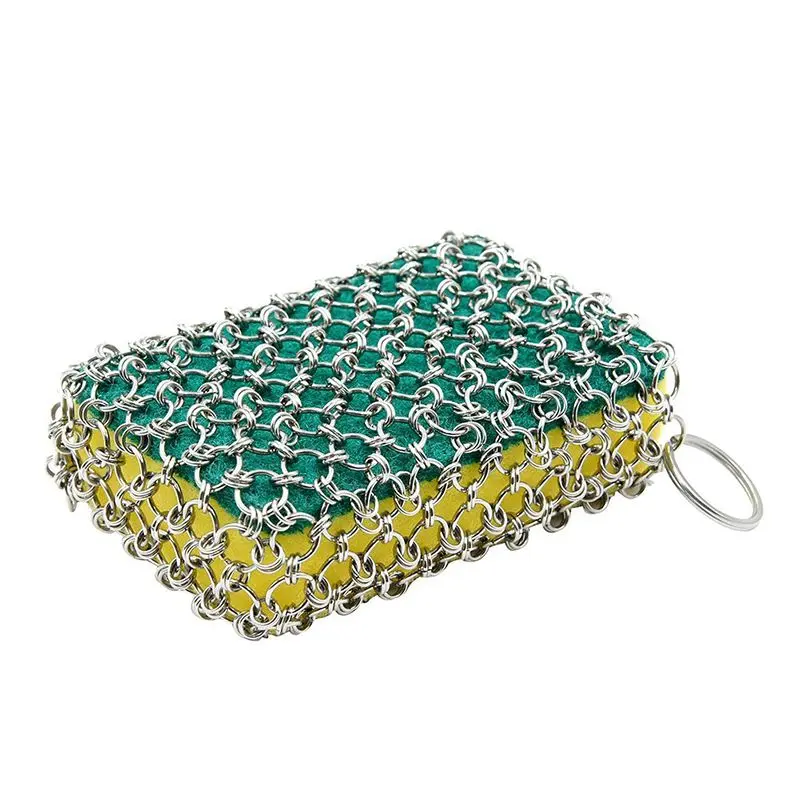 

Durable Stainless Steel Chainmail Net Pot Brush Kitchen Pot Pan Cleaner Sponge Pan Ovens Cleaning Tool