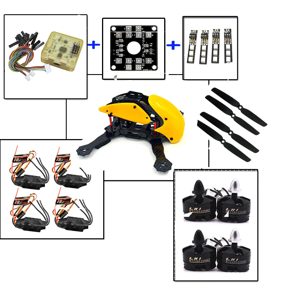 

Robocat 4-Axis Carbon Fiber Quadcopter Frame CC3D LHI MT2204 2300kv brushless Motor Simonk12A ESC & 6030 propellers
