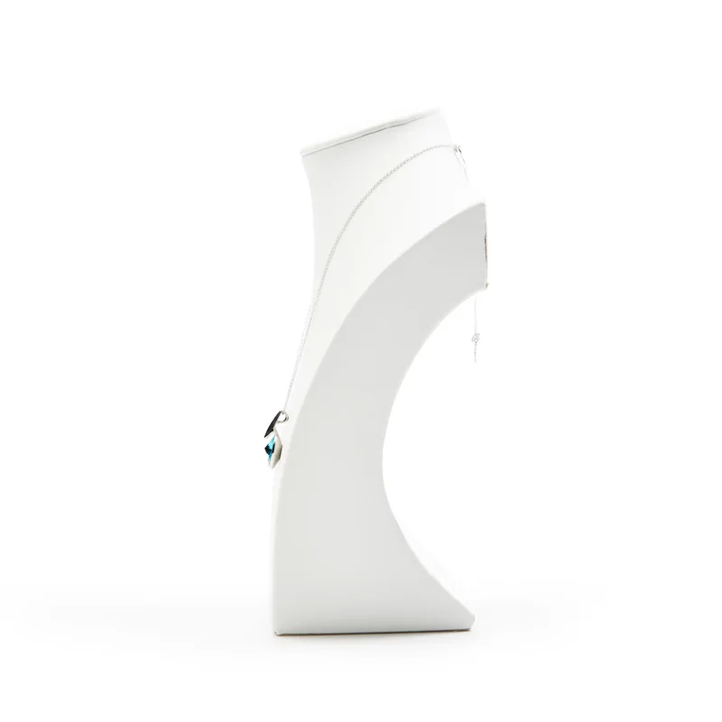 FANXI Stylish White PU leather Jewelry Display Stand Mannequin Model Pendant Display Necklace Bust Holder Jewelry Organizer