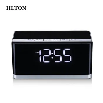 

HLTON Portable Wireless Bluetooth Speaker LED Time Display Alarm Clock FM AUX TF Card Handsfree Stereo Super Bass Loudspeaker