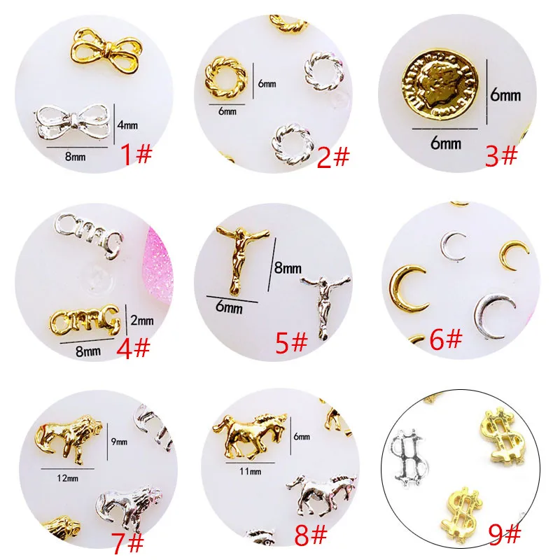

50pcs/pack Japan 3D Nail Art Decoration Metal Nail Accessories Kawaii Jesus Moon Nail Parts DIY Charm Alloy Nail Supplies