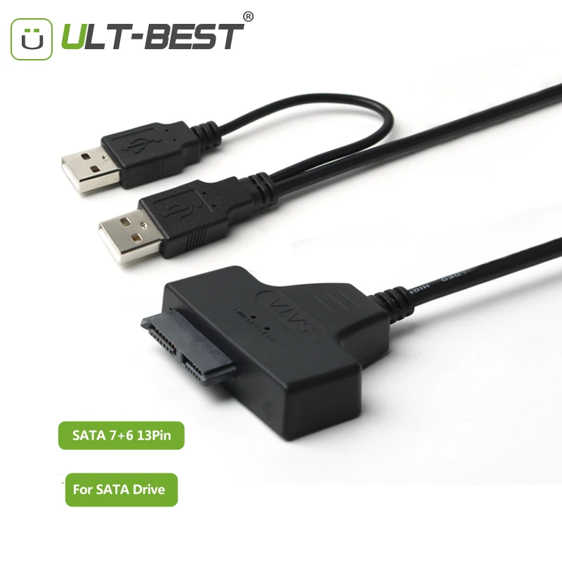 ULT BEST Converter Cable USB 2.0 to Slim SATA USB Slimline SATA 7+6