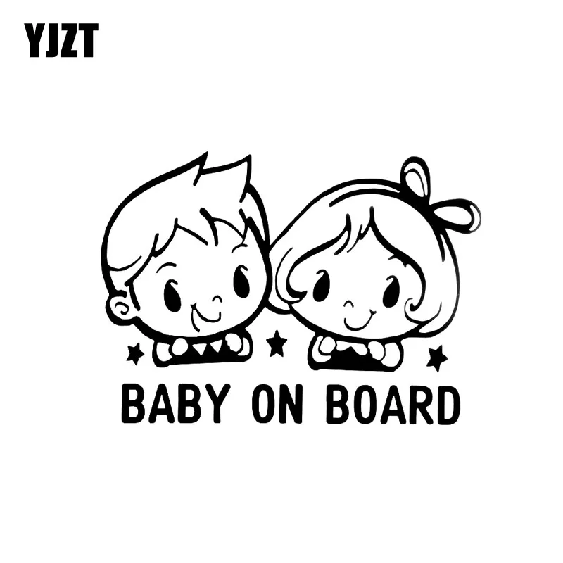 

YJZT 16CM*11.7CM BABY ON BOARD Warning Car Stickers Vehicle Motorcycle Vinyl Decals Black/Silver C10-00781