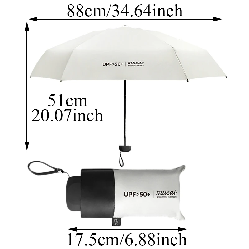 Мини-зонт с защитой от ультрафиолета, Складной Карманный Зонт, переносные маленькие зонты, мужские солнцезащитные очки с черным покрытием, Прямая поставка, UPF 50