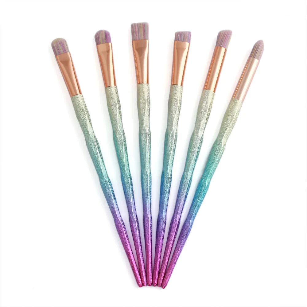 7 Pcs Glitter Gradient Color Handle Makeup Brushes Set Powder Foundation Eyebrow Face Make Up Brush Cosmetic Tool Kit (5)