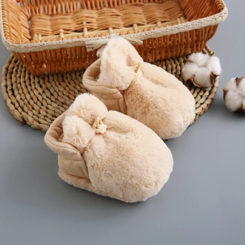 

Autumn And Winter New Velvet Color Thickening Bottom Quilted Shoes 6-12M Warm Soft Cover Cotton Foot Plus Infant
