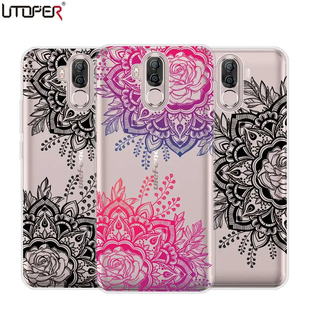 UTOPER Case For Ulefone Power 3 3s Silicone Diagonal black flower Cover Mix 2 S7 S 7 |