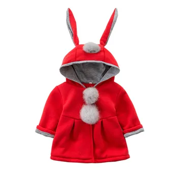 

New year Girls Jacket Autumn Winter Thick Warm Hooded Coat Children Christmas costume Cute Rabbit Girls Coat Kids Tops