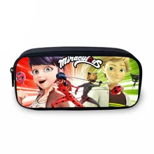 

VEEVANV Women Wallets Fashion Anime Miraculous Ladybug Pencil Case Children School Case Girls Cartoon Marinette Pen Pouch Purse