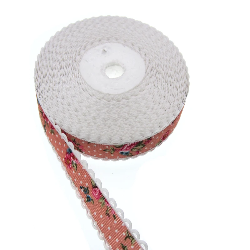 20yards 3/4" Printed Flower Lace Ribbon Fabric Ribbons For Craft