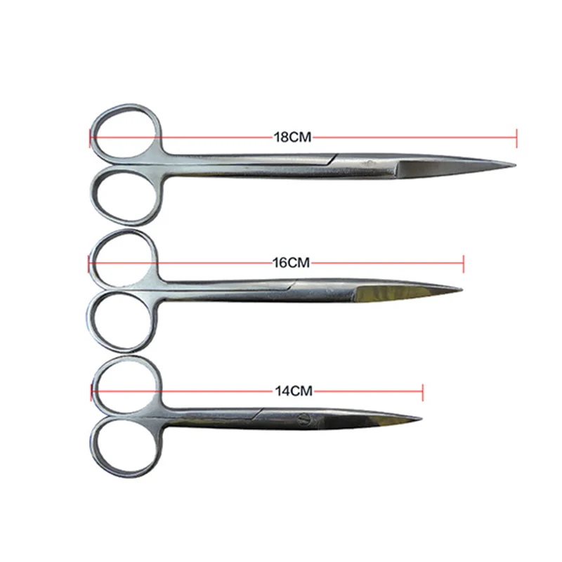 Хирургические ножницы hv3n из нержавеющей стали для домашних животных, крупного рогатого скота, овцы, свиньи, хирургические ножницы, хирургический набор инструментов - Цвет: Straight head