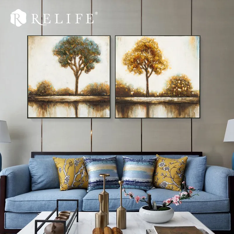 

Handmade Natural Landscape Tree Acrylic Oil Painting Home Decor Pictures on the Wall