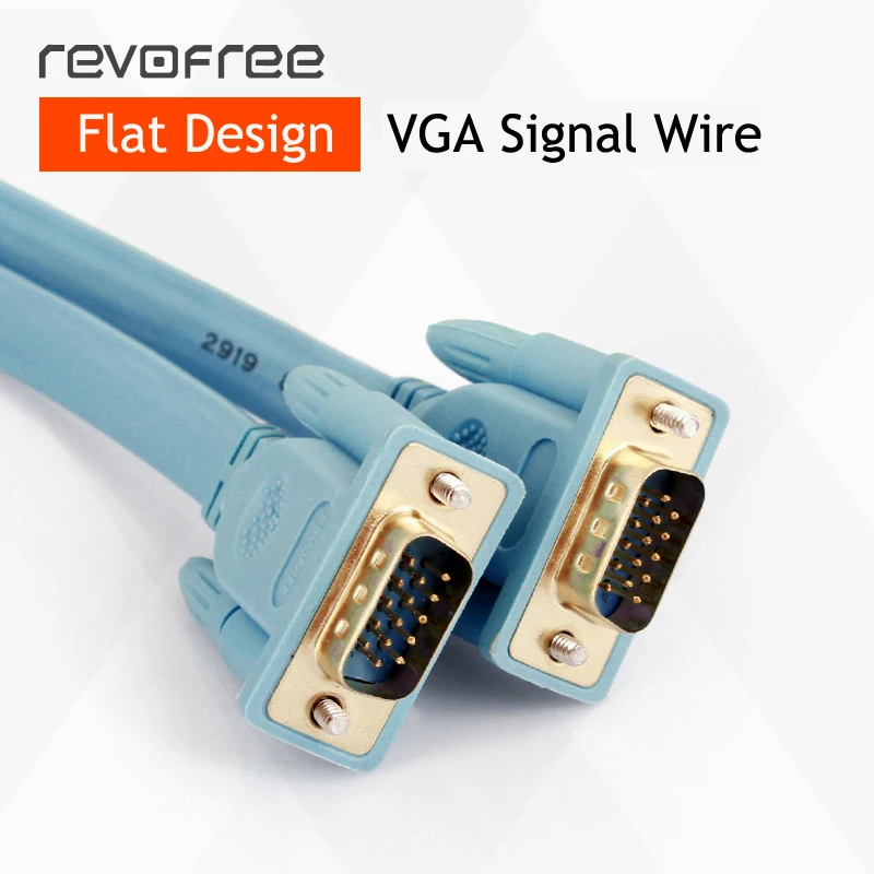 

VGA flat wire cable line computer monitor TV extension cord cable connect display or projector 3+6 HD VGA cable