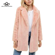 Bella philosophy зима размера плюс женское розовое меховое Женское пальто толстое Женское пальто зимнее теплое однотонное Женское пальто куртка