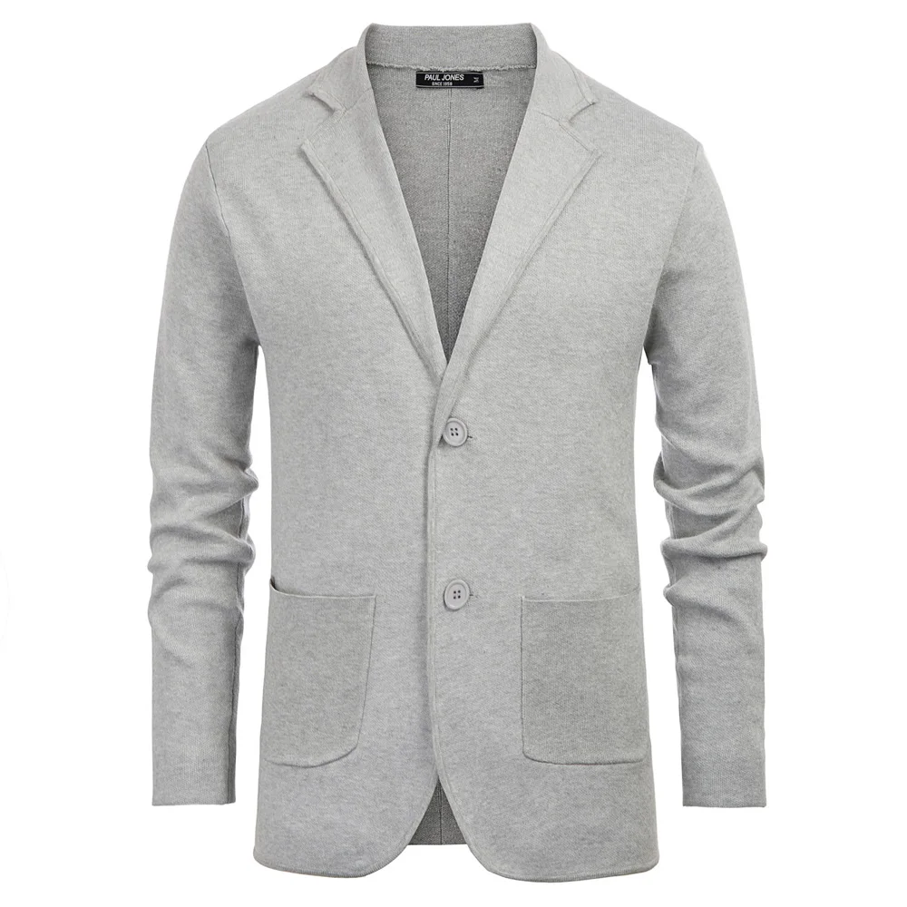 Men Cardigan Sweater Coat Jacket Knitted Stand Collar Buttons Solid Casual Retro