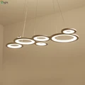 Moderne Metall Ring Led Pendelleuchten Glanz Acryl Esszimmer Led Pendelleuchte Wohnzimmer Dimmbare Led Anhänger Leuchten|Pendelleuchten|Licht & Beleuchtung -