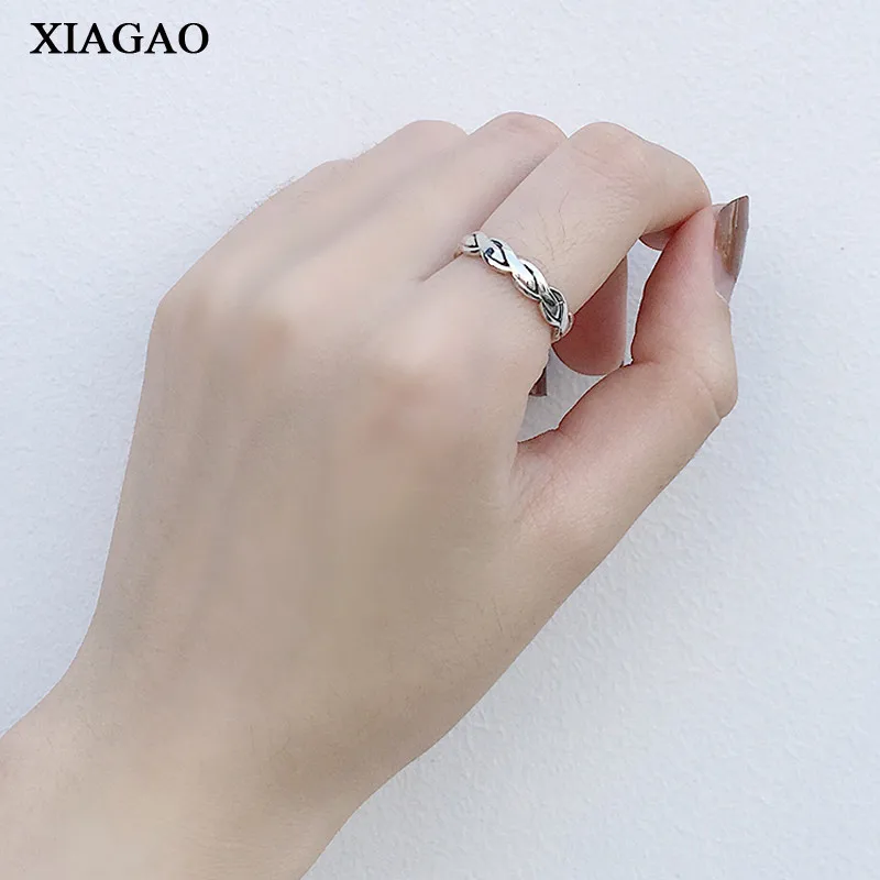 XIAGAO Vinatge Настоящее серебро 925 пробы корейский стиль панк кольцо круглые модные