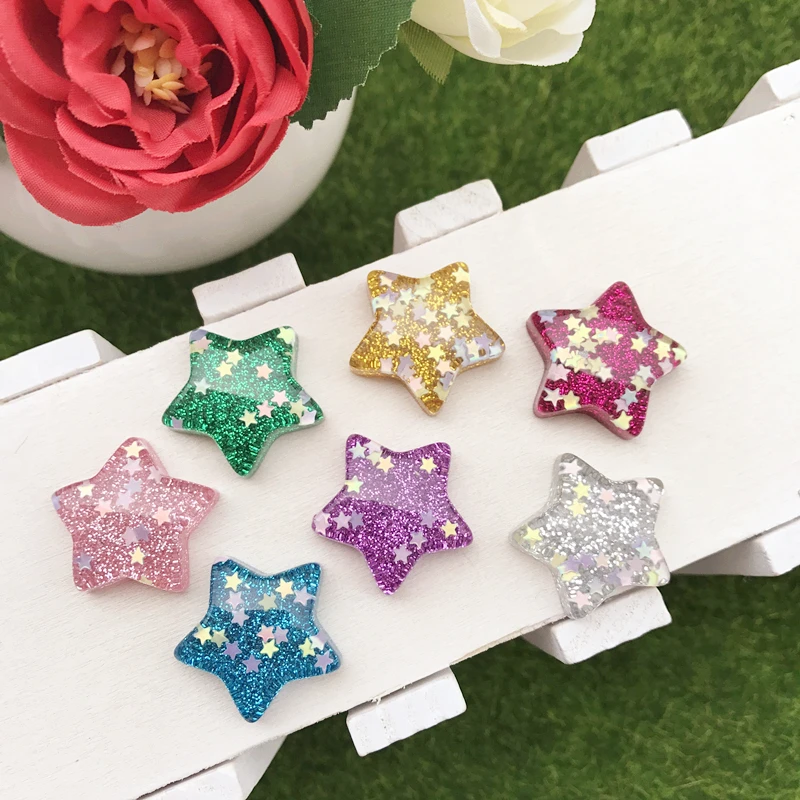 

Free Shipping!! Resin stars 10pcs/lot Glitter Kawaii Set for Crafts Making,Convex circular DIY Phone Decoration mix