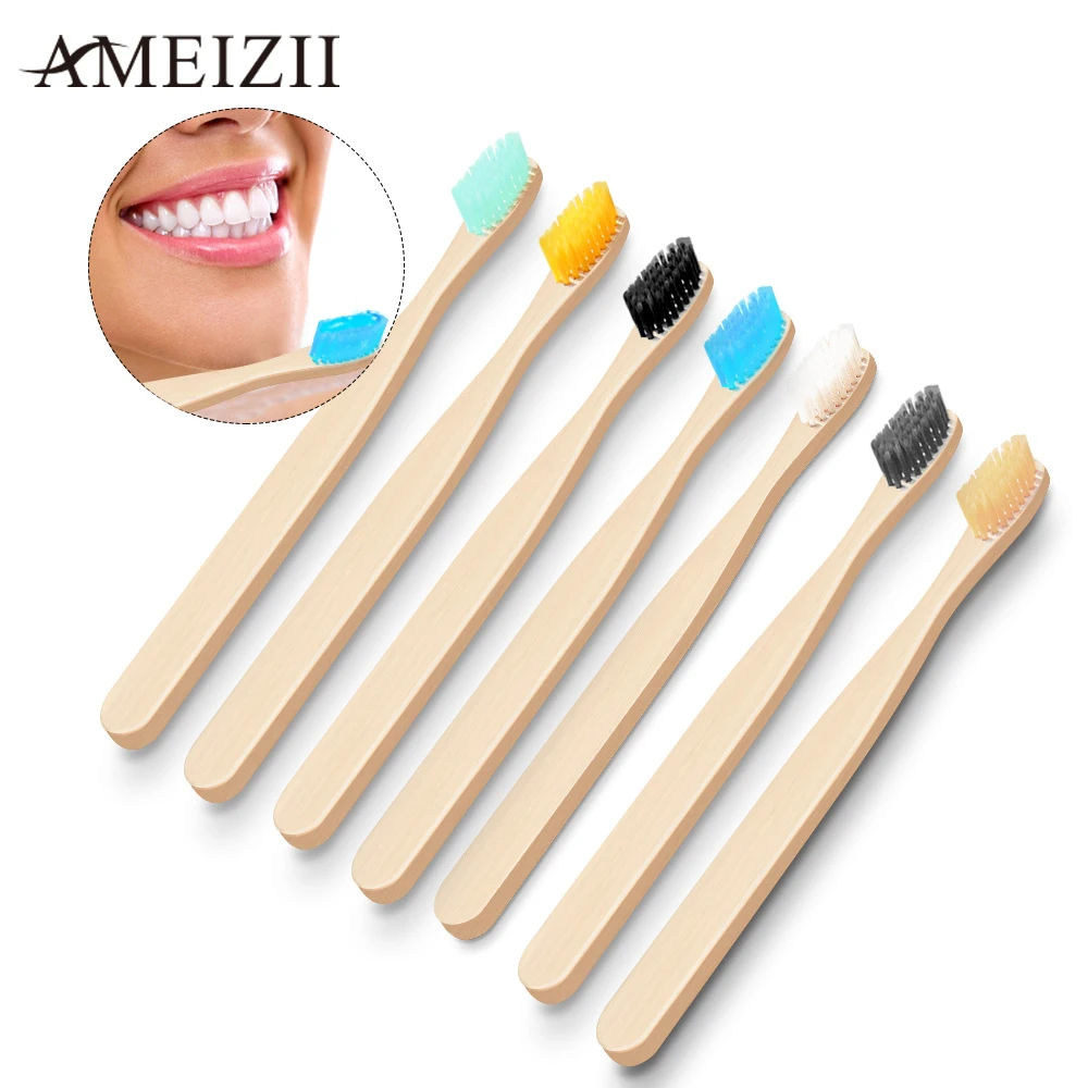 Ameizii гигиеническая дорожная бамбуковая зубная щетка портативная отбеливающая Чистка для зубов мягкая щетина экологически чистые средства для ухода за полостью рта