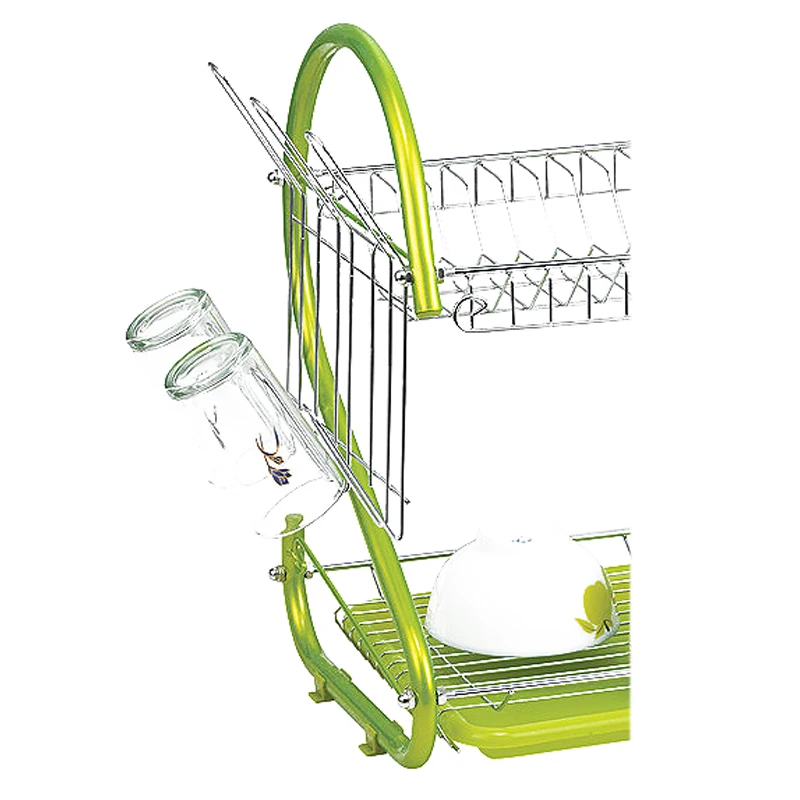 Железная 2 слоя хромированная Кухонная сушилка для посуды, сушилка для посуды, лоток, держатель для столовых приборов, органайзер, ярусы