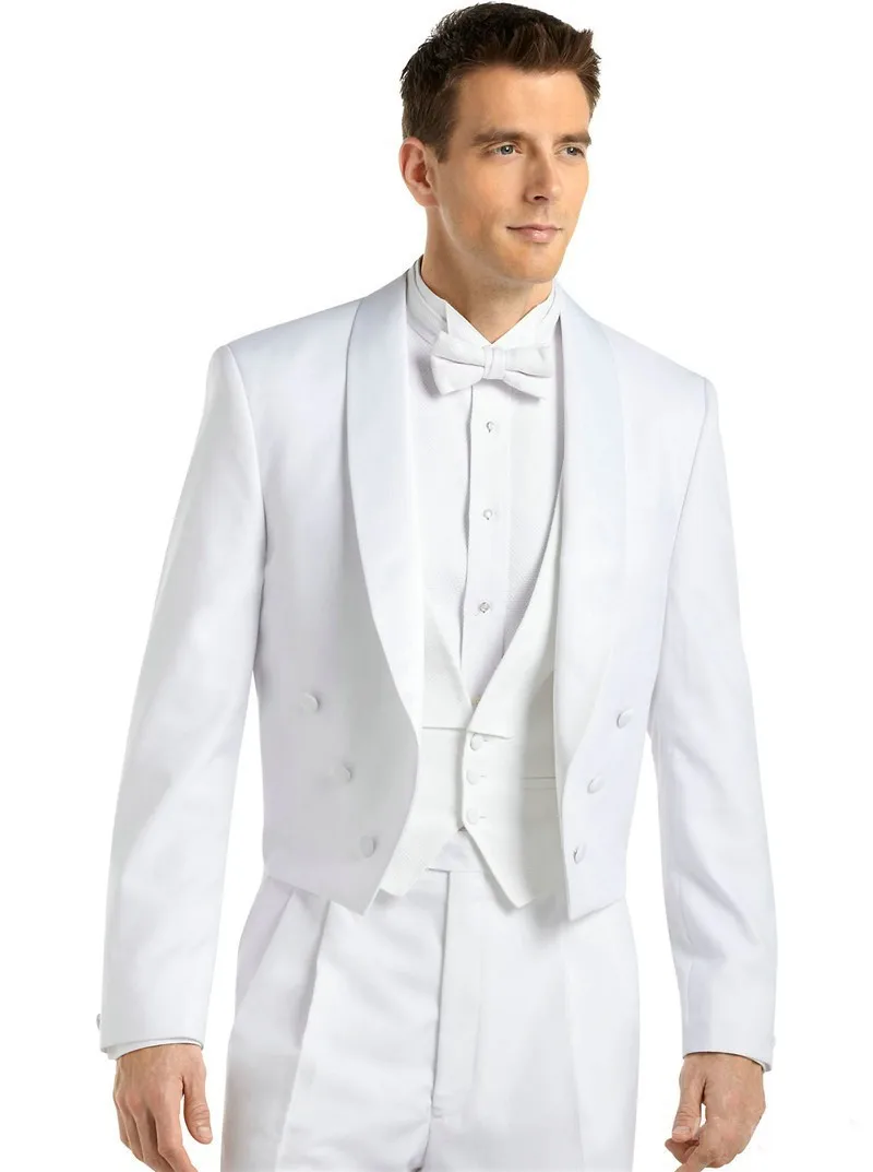 High Quality White Tailcoat Groom Tuxedos Groomsmen Mens Wedding High Quality White Tailcoat Groom Tuxedos Groomsmen Mens Wedding Suits Prom Bridegroom Jacket Pants Vest Tie No 452 In From Men S Clothing