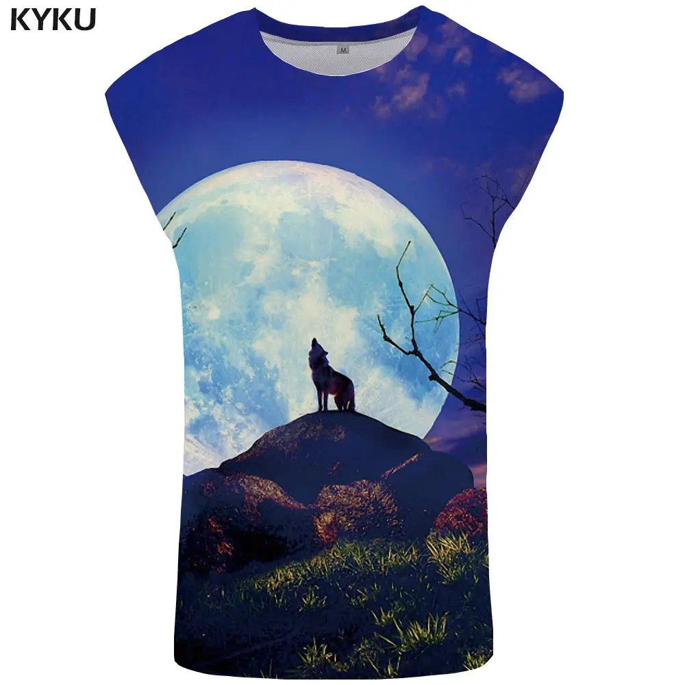 Tank Top 01 KYKU бренд волк майка для мужчин облако мужчин s Бодибилдинг молния Стрингер синий Ftness одежда небо майка жилет - Цвет: Tank Top 01