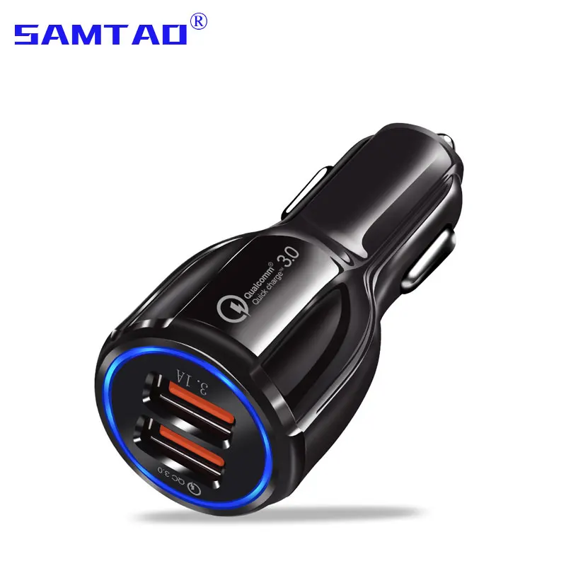 Car Charger Mobile Phone Charger 3.1A Fast Car Charger for iPhone XS Max Samsung 2 Port USB Phone Chargers  Quick Charge 3.0 2.0