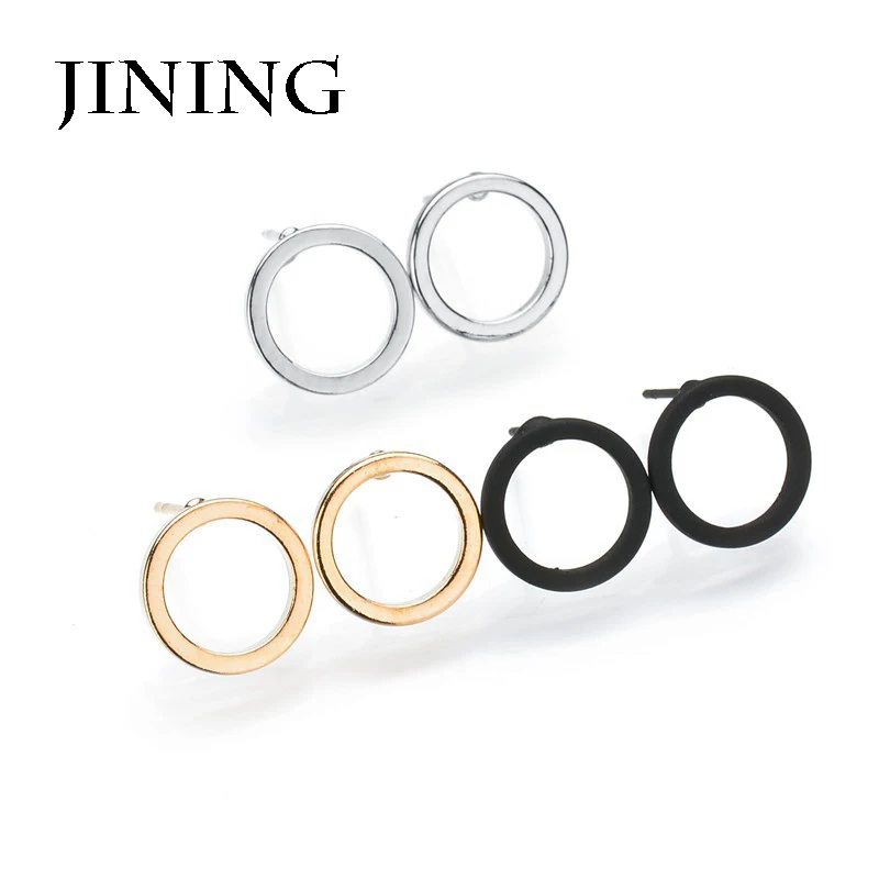 

JiNing Fashion Alloy Unique Triangle/Round Stud Earrings Golden/Silvery/Black Graceful Charm Jewelry Gift