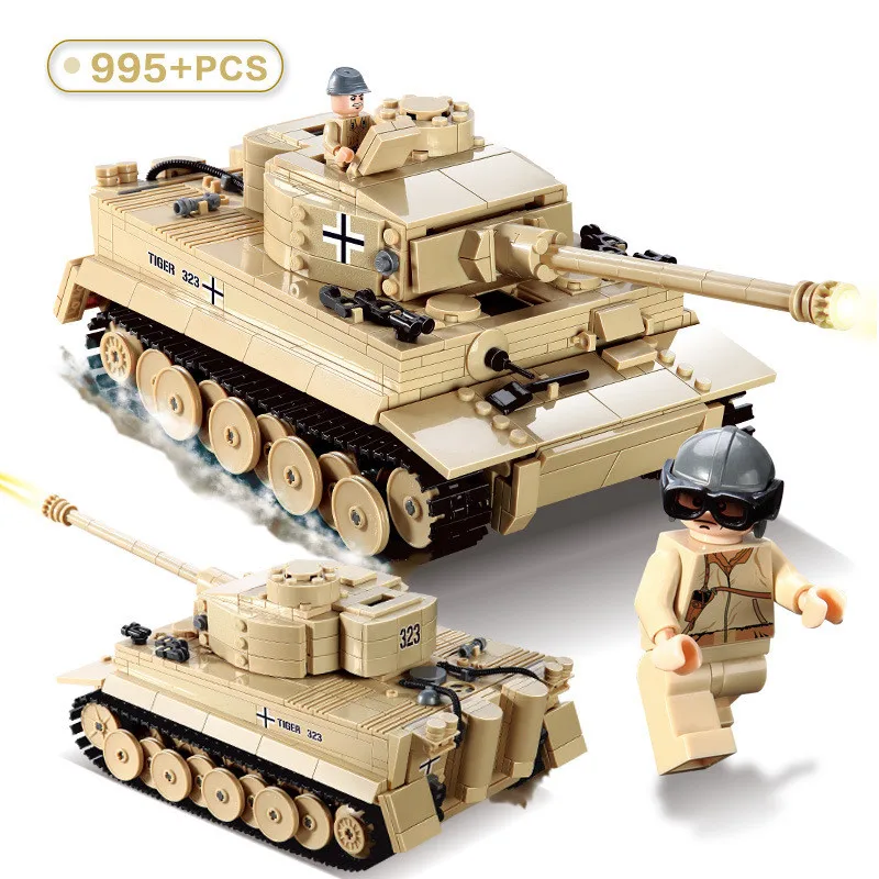 

1193PCS German King Tiger Tank Building Blocks Sets Compatible Legoing Army Soldiers DIY Bricks Toys for Children Boys Toys