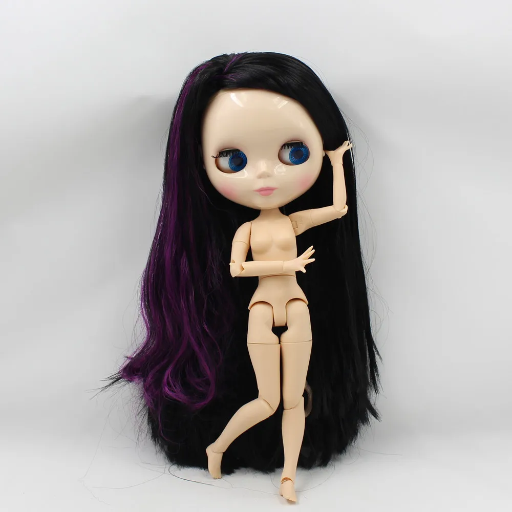 Обнаженная кукла Blyth фиолетовый микс черные длинные волосы мода Blyth BJD кукла с гибкими суставами модель игрушки