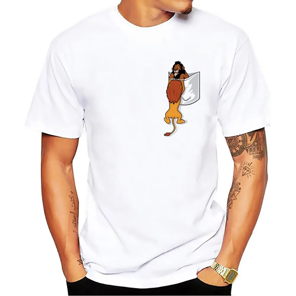 

lion king simba in pocket funny t shirt men jollypeach brand new white casual plus size tshirt homme short sleeve T-Shirt