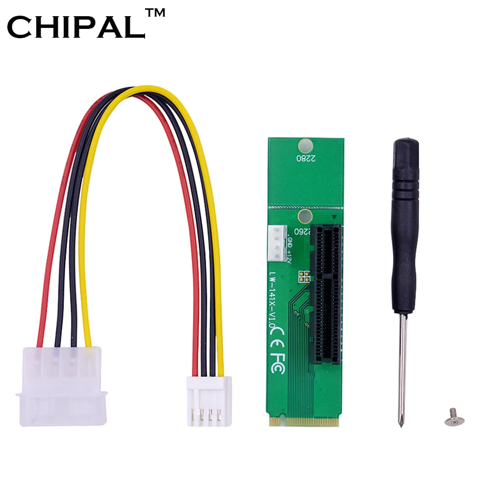 

CHIPAL NGFF M.2 M2 Male To PCIE PCI-E 4X Female Adapter Power Cable with Converter Card For Bitcoin Litecoin Miner Mining
