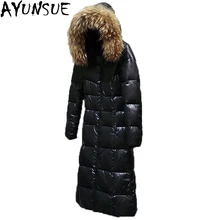 AYUNSUE новая зимняя одежда Женская пуховая куртка Длинная утепленная парка большой натуральный мех енота воротник утиный пуховик женский ST325