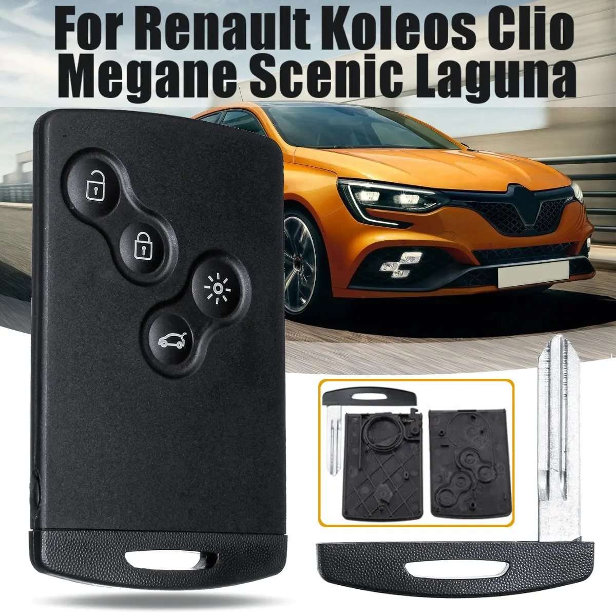 4 кнопки авто ключ оболочки чехол для Renault Koleos, Clio Megane Scenic Лагуна дистанционного управления смарт-ключ карта с невырезанным пустым лезвием - Цвет: Blade