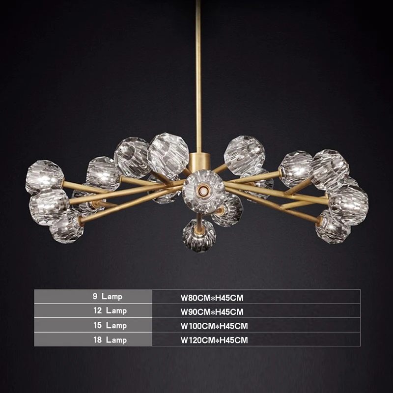 Luxurious Crystal Chandelier Pure Copper High End Residential Crystal Chandelier Pure Copper