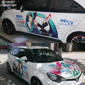 

Car Decoration Stickers Japanese Anime Hatsune Miku Drift Racing Decal Hood Engine Cover Stickers Door Stickers Vinyl Film Wrap