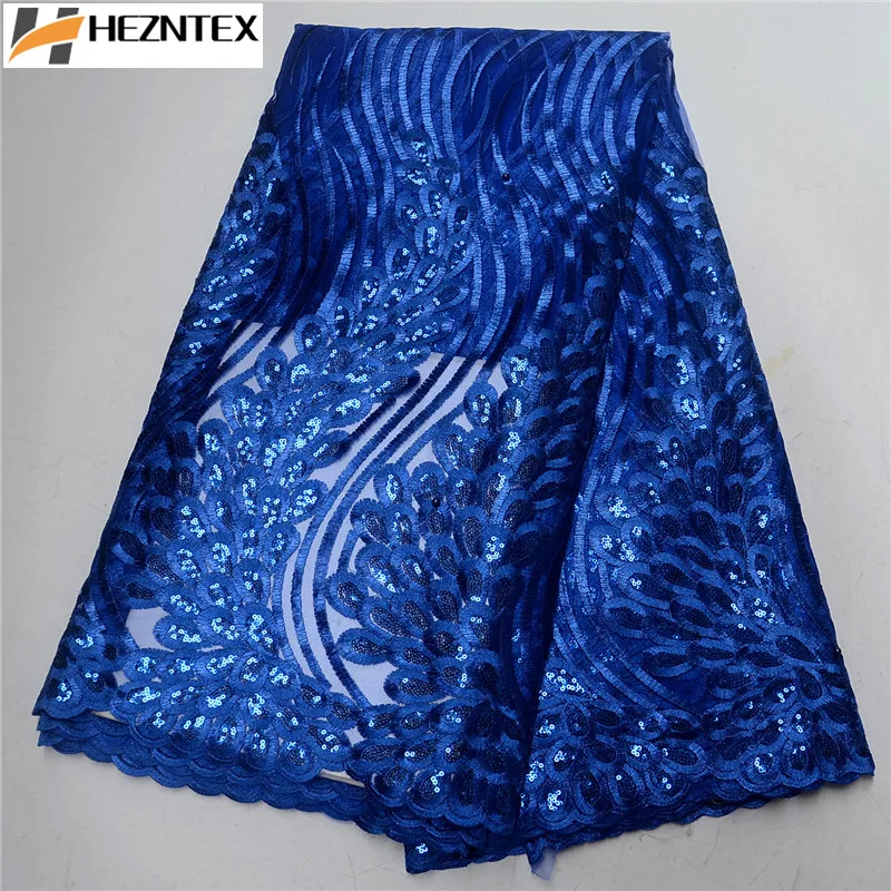 

Latest Style French Nigerian Sequins Lace Fabrics High Quality African Net Lace Fabric With Sequins For Wedding Party PSA590-1