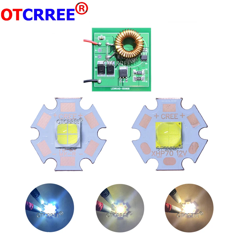 

CREE XHP70 XHP70.2 6V 12V Cold Warm White High Power Led 20mm Copper+Output 6V/12V driver for flashlight motorcycle Light
