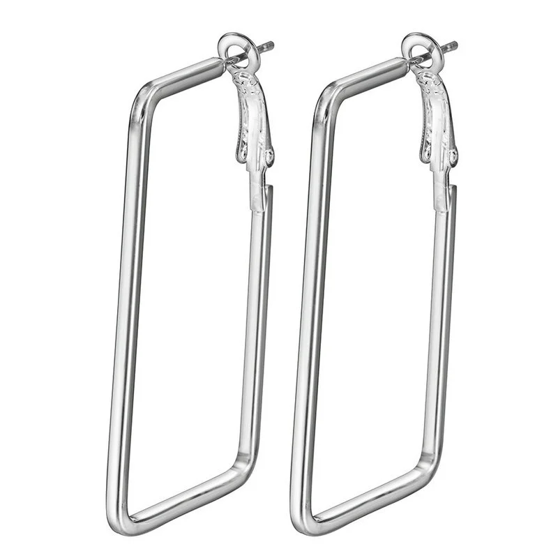 925 Sterling Silver Rectangle Shaped Dangle Earringsin Drop Earrings