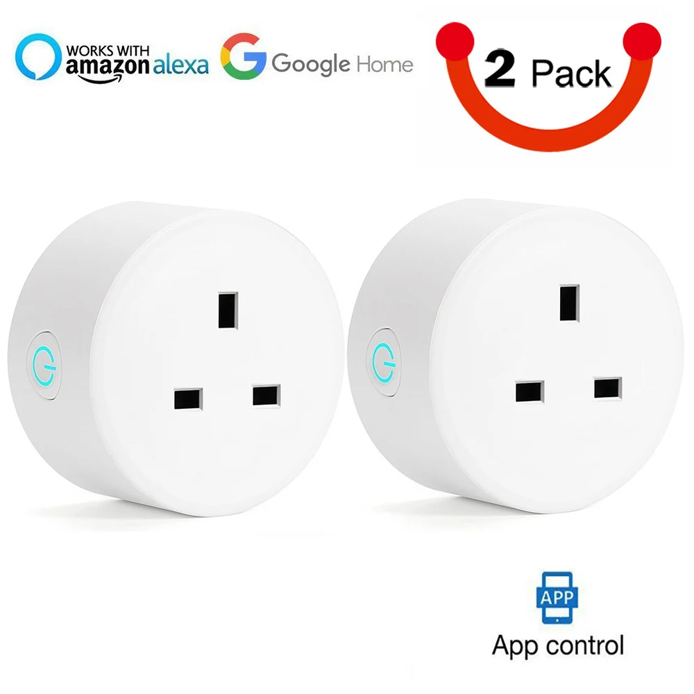 Wifi Smart Socket Mini UK Plug Power Energy Monitoring Timing Switch Control Outlet Alexa Google IFTTT Voice Control Smart life - Цвет: White 2pack