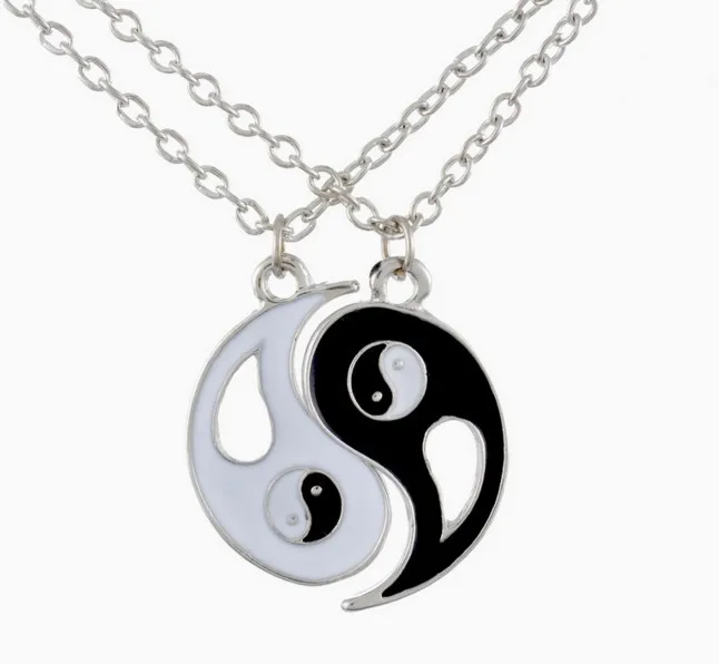 valentine's day gift yin yang necklace tai chi black and