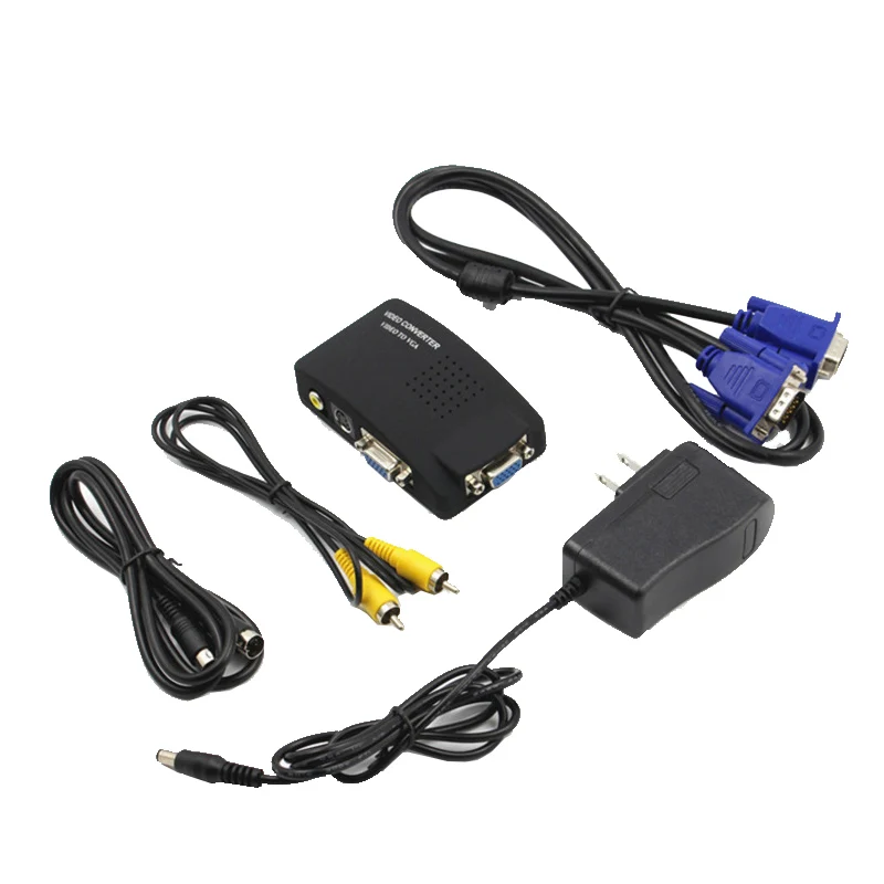 

SZBITC PC Laptop Composite Video TV VGA/S-video/Composite RCA/ AV to VGA Converter With AV/VGA/DC Power Cable