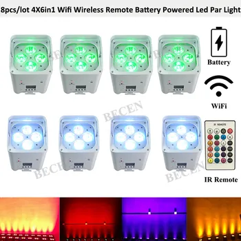

Wireless DMX 4x15w 6in1 Battery Powered LED Par Light Wifi APP Control IRC Remote Control Led Uplight 8pcs