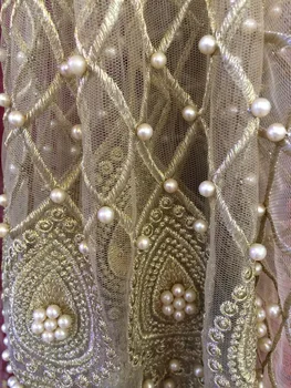 

Cyndi-8848 embroidered Mesh Tulle fabric Factory price sequins Nigerian lace fabrics
