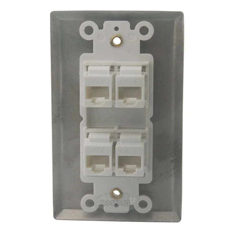 Нержавеющая сталь стены пластины с 4 x CAT6 RJ45 Поддержка DIY