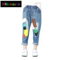 Для маленьких мальчиков джинсы для девочек джинсовые рваные штаны-варенки для малышей с накладными штаны под любую одежду для маленьких