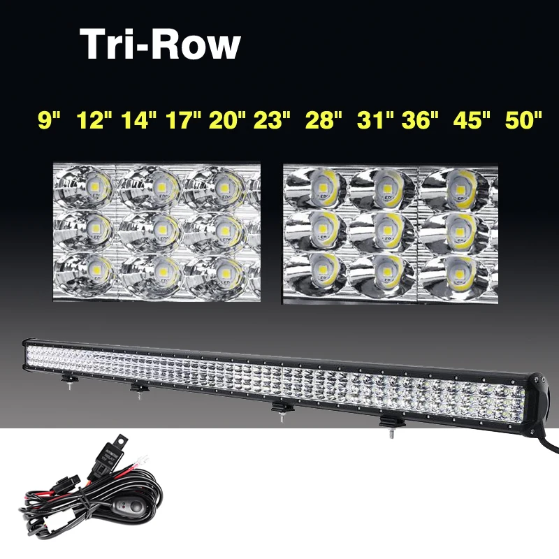 

9 12 14 17 20 23 28 31 36 45 50 Inch Car LED Light Bar 3-Row Cree Chips Combo Beam LED Work Light 4x4 4WD Offroad ATV SUV