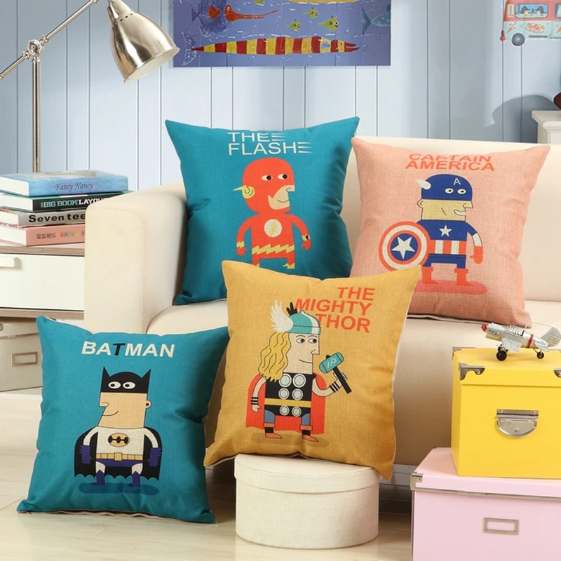 

Free Shipping 2017 New Justice League Superman Batman Captain America Cotton Pillow Cushion Cover Home Decoration