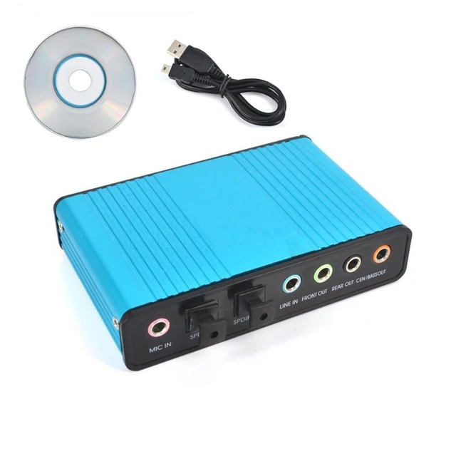 Professional USB Sound Card,6 Channel 5.1 Optical External Audio Card Converter CM6206 Chipset