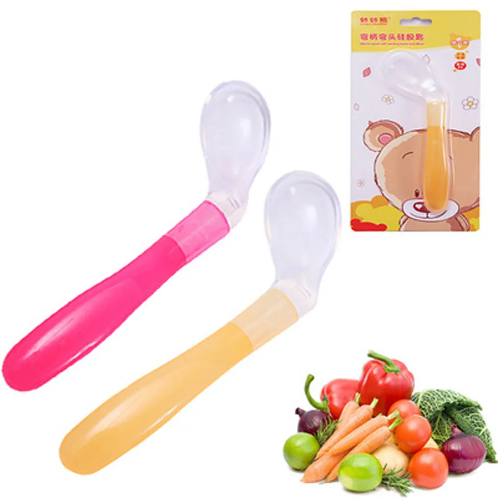 1 Pcs Baby Feeding Spoon Soft Silicone Baby Spoon Baby Spoon Feeder